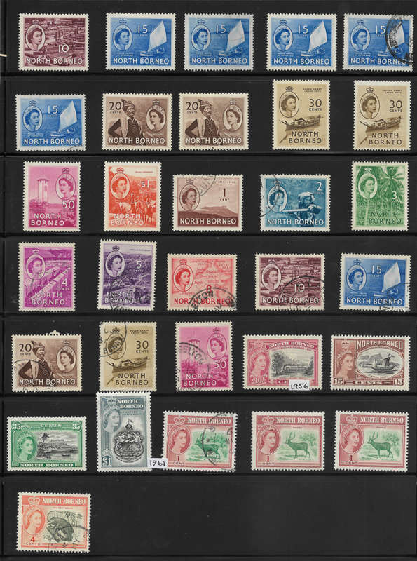 North Borneo 1897-1961 Selection on Five Pages CV£164(R3830) - Great Mint and Used - VIEW!