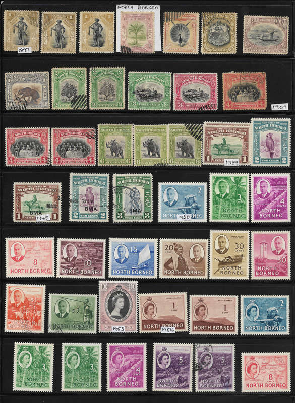 North Borneo 1897-1961 Selection on Five Pages CV£164(R3830) - Great Mint and Used - VIEW!