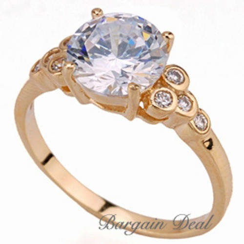 Size 6.5/ 7.5 / 8 !! 9stone Round Brilliant Cut 4.8ct Engagement Ring clad in 18K Yellow Gold!!
