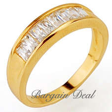 Size 6/ 7/ 8/ 9 !! 8 stone Emerald Cut 1.6ct Diamond Bridal Eternity Ring clad in 18K Yellow Gold!
