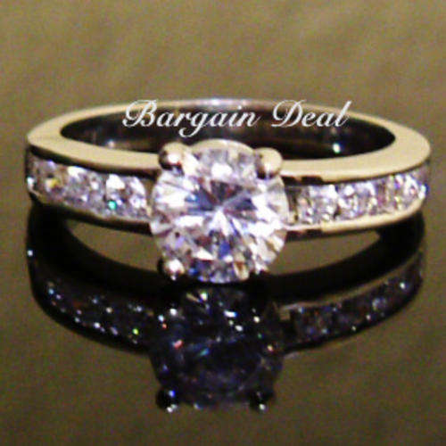 Size 6 ! 9 stone Round Brilliant Cut 2ct Engagement Diamond Ring clad in 18K White Gold!!