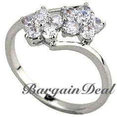 Size 6 & 7!! 10 stone 1.5ct Round Brilliant Cut Double Flower Ring clad in 18K White Gold!!