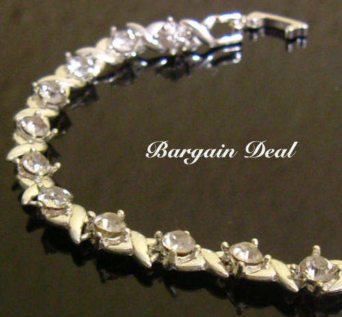 R80 only !! Stunning Silver Tennis Bracelet with 19stone Clear White Genuine Crystal from Claire's!!