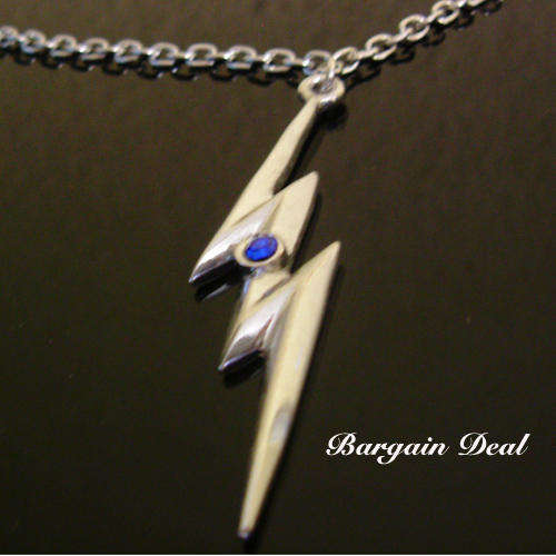 R80 only - Stylish Silver Lightning Pendant with Blue Crystal on a Silver Chain!