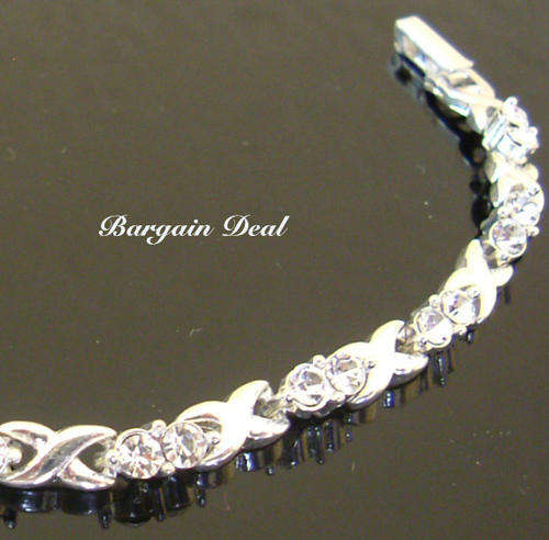 R90 only !! Stunning Silver Tennis Bracelet with 24 stone Clear White Genuine Crystal!!