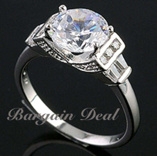 Size 6 /  Size 7.5 !!  11 stone 3ct Engagement Diamond Ring clad in 18K White Gold !!