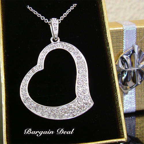 R100 only! Stunning 57 Stone Clear White Genuine Crystal Heart Shaped Pendant with Silver Chain!