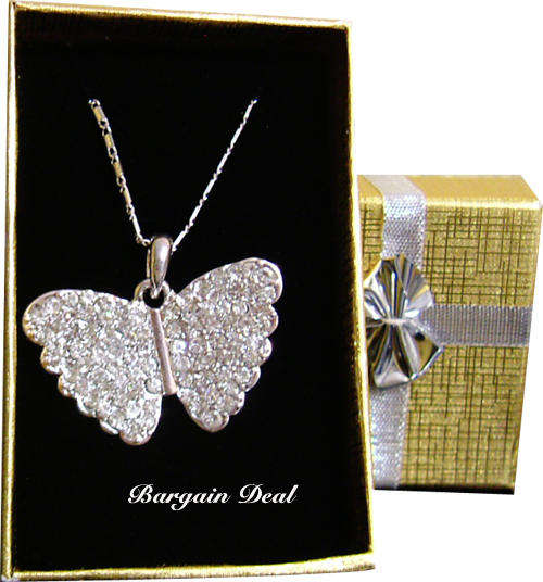 R100 only! Sparkling 84stone Genuine Crystal Butterfly Necklace with Silver Chain !!