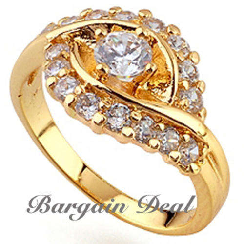 Size 6/7/8!! 17stone Round Brilliant Cut 3ct Engagement Diamond Ring clad in 18K Yellow Gold !!
