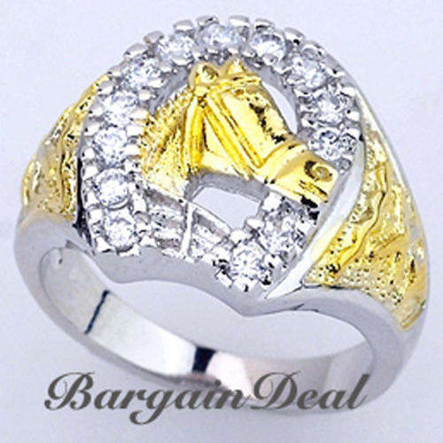 Size 9! Designer Two Tone Horse Head Ring for a Jockey in Style!