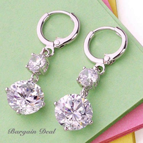 Stunning 18KGP 7ct Round Brilliant Cut Simulated Diamond Earrings is waiting for a Beauty !!