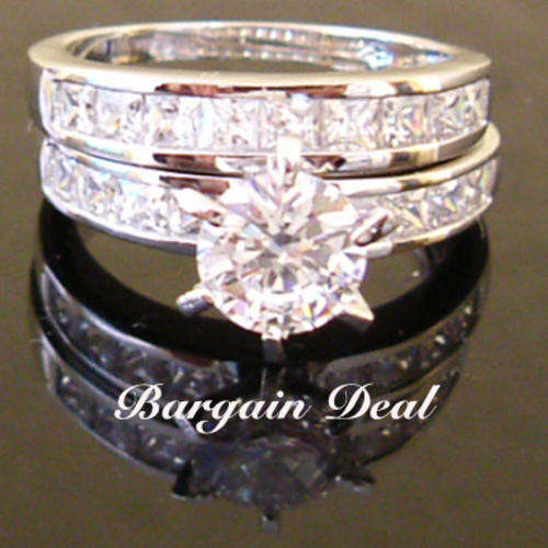 Size7/ 8/ 9!! Stunning 18stone Round Brilliant Cut 3.5ct Wedding Ring Set clad in 18K White Gold !!