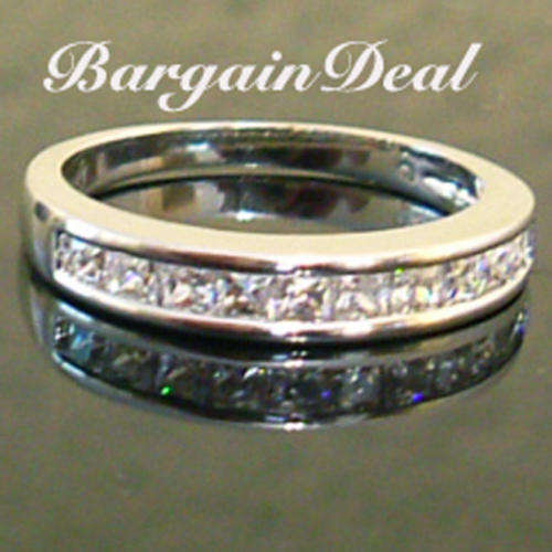Size 5 / 6 !! Stylish 10stone 1.2ct Princess Cut Eternity Ring clad in 18K White Gold!!