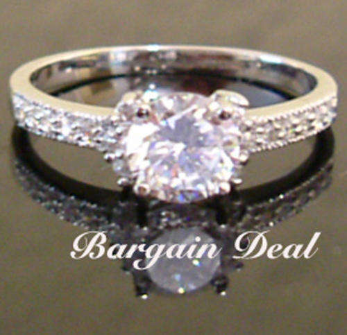 Size 6 /size7.25!! 17stone 2.2ct Round Brilliant Cut Engagement Diamond Ring clad in 18K White Gold!