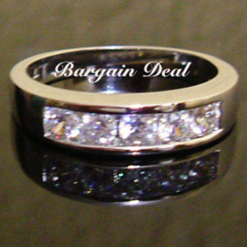 Size7/ Size O !! 5stone 1ct Round Brilliant Cut Eternity Ring clad in 18K White Gold!