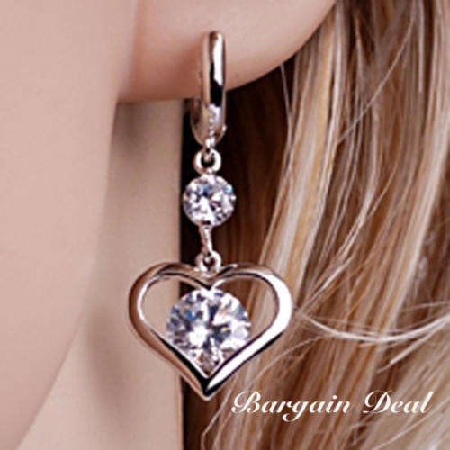 Stunning 18KGP 5ct Heart Shaped Simulated Diamond Earrings is waiting for a Beauty !!