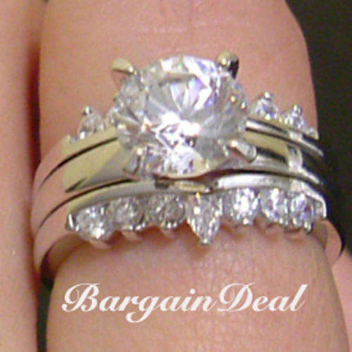 Size L !! Stylish 15stone 3.8ct Round Brilliant Cut Wedding Ring Set clad in 18K White Gold!!
