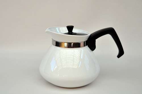 White Corelle, Corning Ware Teapot, P-204-B, circa 1960-70