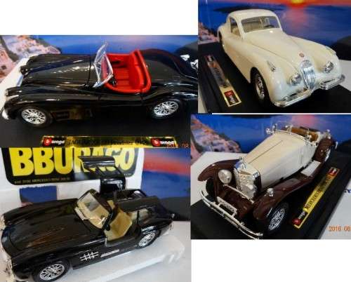 MERCEDES X 2 & JAGUARS x 2 - 1:24 - SSK - SK120 etc etc- Bburago  - Bargain .