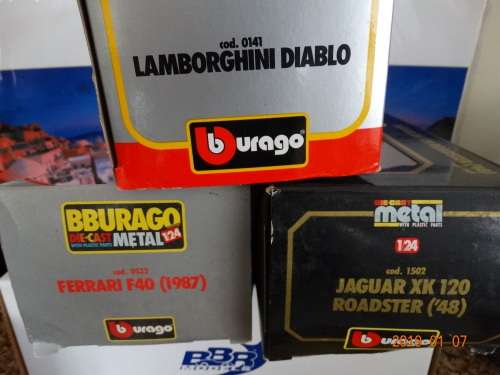 Ferrari F40 (1987)+ Lambo DIABLO + Jag XK 120 Roadster  -1:24 - Bburago  - Awesome Set Together  .