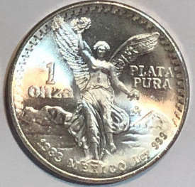 1983 Mexican Silver Libertad Onza, 1oz .999 Fine Silver Coin -  brilliant UNC