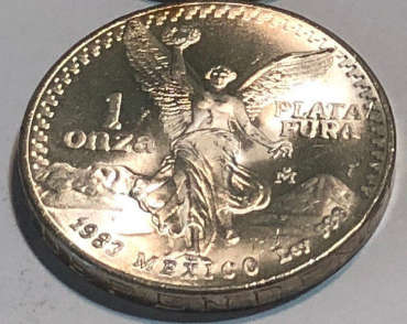 1983 Mexican Silver Libertad Onza, 1oz .999 Fine Silver Coin -  brilliant UNC
