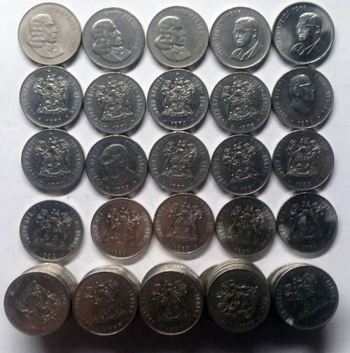 55 S.A.50c COINS (INCLUDING 1965 PROOF 50C AFR) ONE BID !! SEE COMMENTS !!