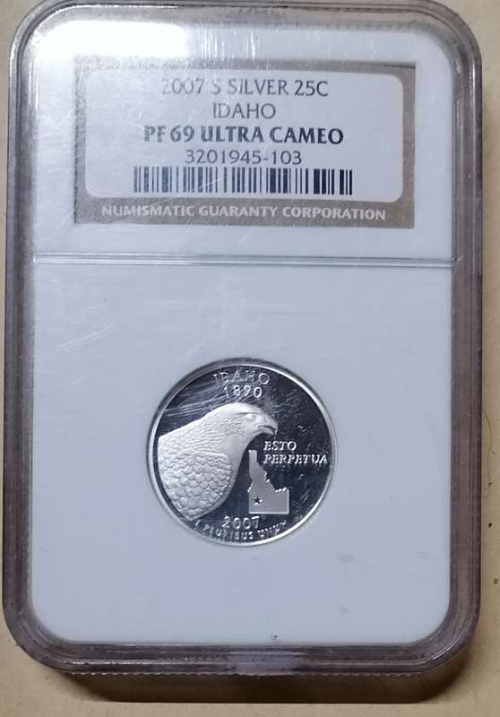 2007-S Silver 25c Idaho NGC PF 69 Ultra Cameo State Quarter