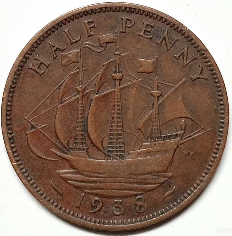 GREAT 1938 GREAT BRITTIAN HALF PENNY