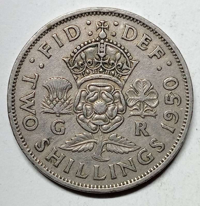 GREAT 1950 UK 2 SHILLING