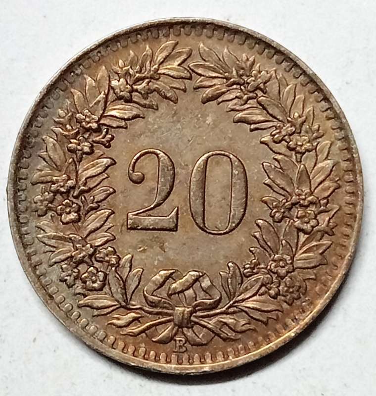 GREAT 1943 Switzerland 20 rappen - HIGH GRADE