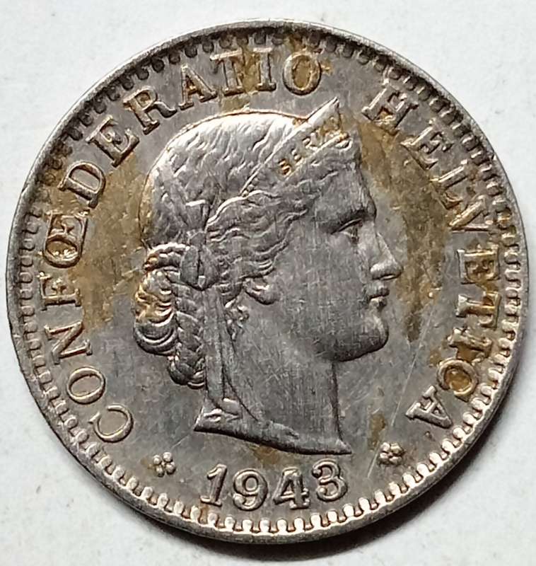 GREAT 1943 Switzerland 20 rappen - HIGH GRADE