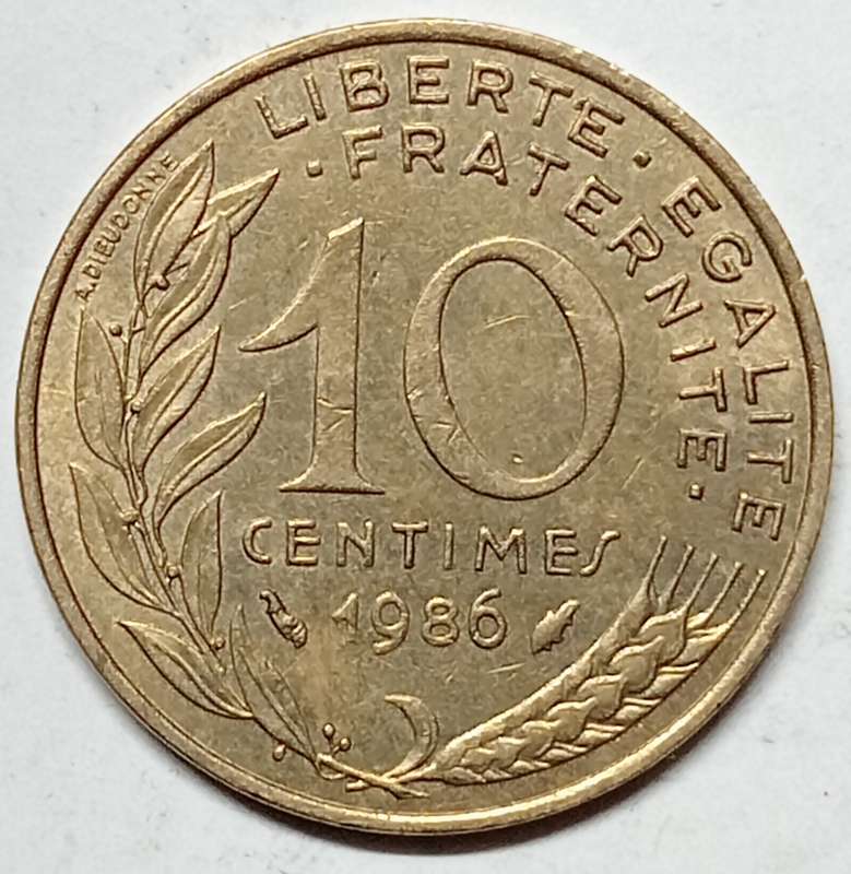 BRILLIANT 1986 10 centimes France - AU