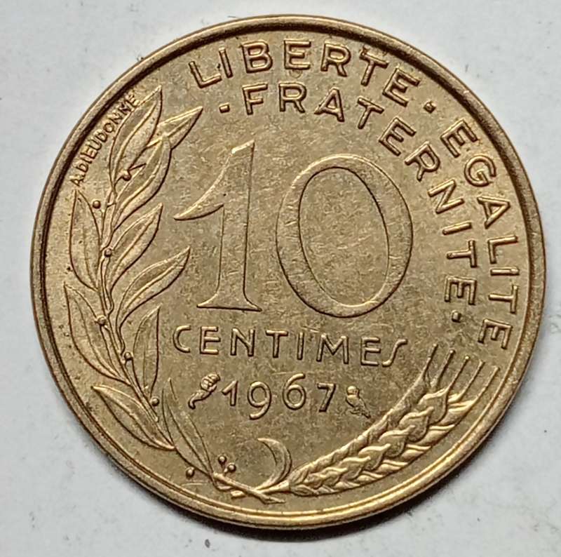 BRILLIANT 1967 10 centimes France - AU