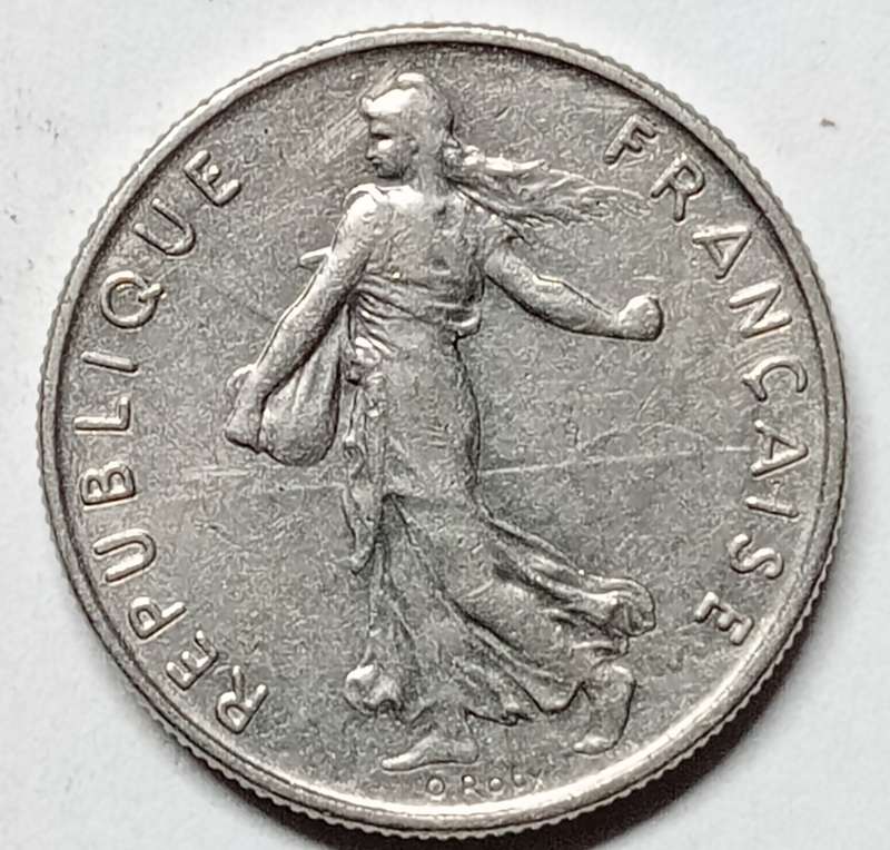 Great 1965 France 1/2 francs- signature O Roty - AU