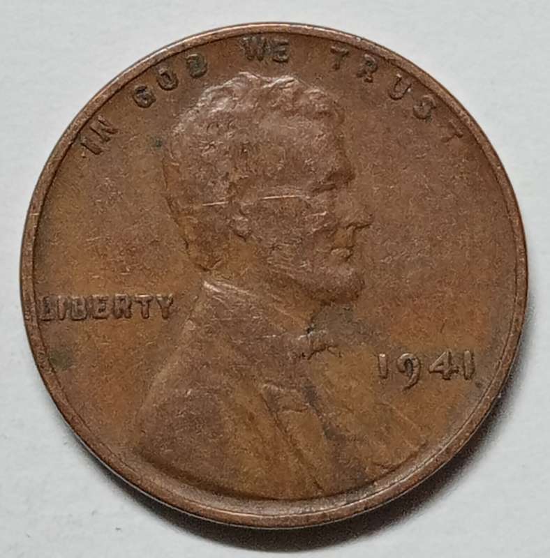 1941 USA 1 CENT -Lincoln Wheat Penny - No Mint Mark