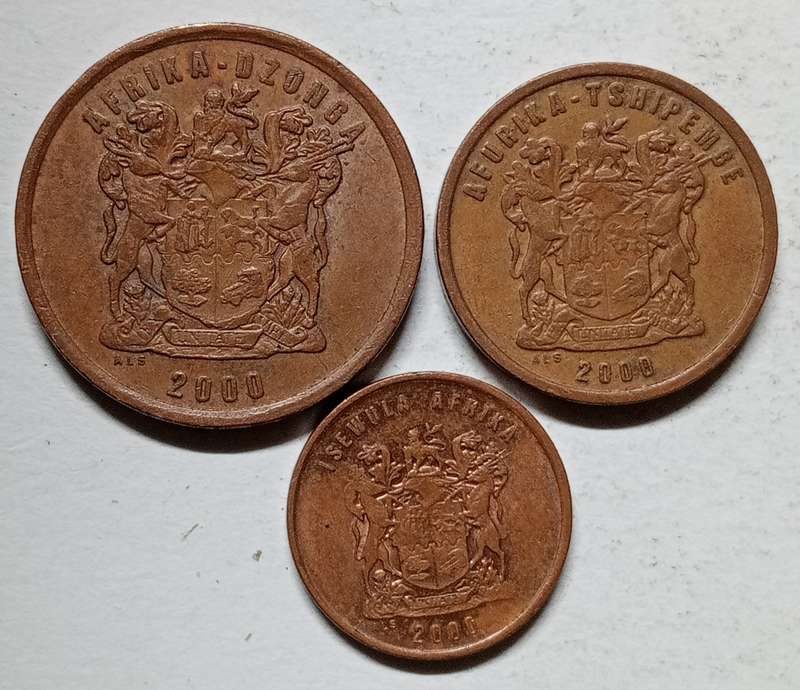 2000 COLLECTION 1 CENT, 2 CENT AND 5 CENT