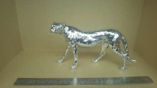 Statement Piece !  Cheetah Walking Ornament In Silver Finish