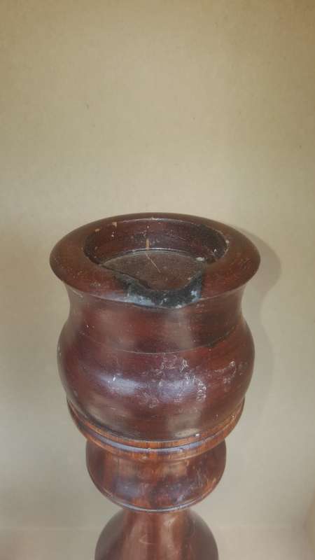 Vintage1 Pair of Large Wooden Candlestick Holders
