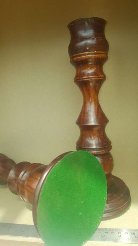 Vintage1 Pair of Large Wooden Candlestick Holders