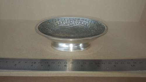Beautifully Hand Chased - European Silver Plated - Pin Dish With Flowers