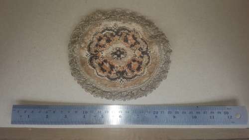 Antique! - Silk Brocade - Tapestry Doily - Brown Floral