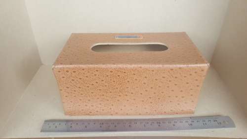 Hismanal-D Tissue Box Holder - Faux Tan Leather