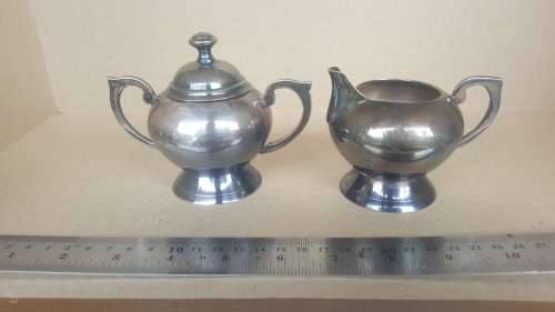 Vintage! - Silver Plated Copper - Small - Milk Jug & Matching Sugar Bowl With Lid