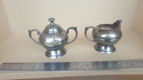 Vintage! - Silver Plated Copper - Small - Milk Jug & Matching Sugar Bowl With Lid