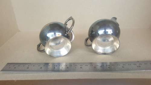 Vintage! - Silver Plated Copper - Small - Milk Jug & Matching Sugar Bowl With Lid