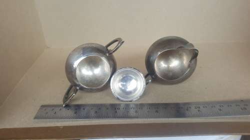 Vintage! - Silver Plated Copper - Small - Milk Jug & Matching Sugar Bowl With Lid
