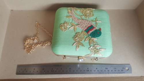 Vintage! Mustard Embroidered - Birds -Clutch Bag