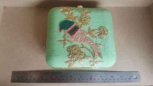 Vintage! Mustard Embroidered - Birds -Clutch Bag