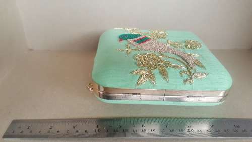 Vintage! Mustard Embroidered - Birds -Clutch Bag